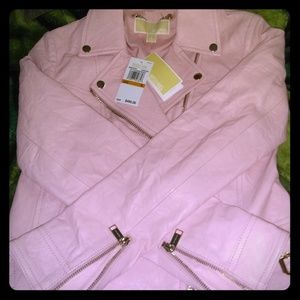 Michael Kors pink leather jacket